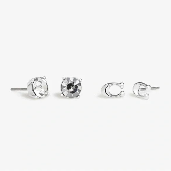 *NWT* COACH Signature Stud & Crystal Stud Earrings Set - Picture 2 of 8